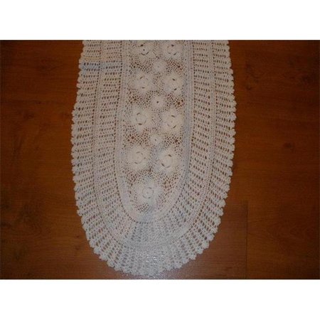 TAPESTRY TRADING Tapestry Trading NL-14W1636 14 x 36 in. Handmade Indian Crochet Table Runner; White NL-14W1636